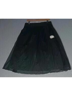 Nike Woven Mesh Tulle Maxi Skirt Womens Size XL Black Sheer Overlay Lace...